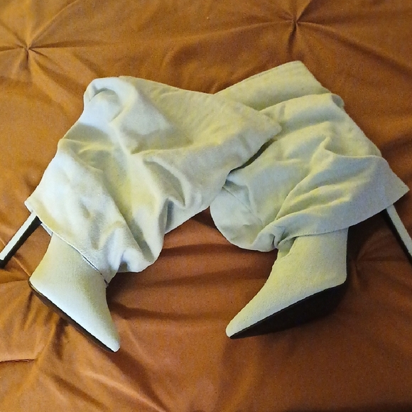 Shoes - NWOT LIGHT DENIM SCRUNCH BOOTS